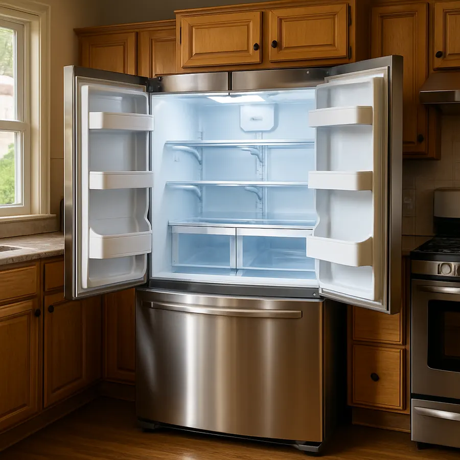 Illustrative AI-generated refrigerator repair example, not a completed job