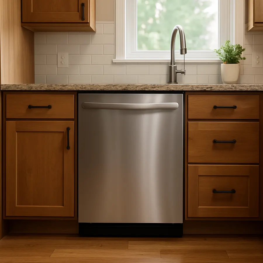 Illustrative AI-generated dishwasher repair example, not a completed job